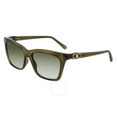 Ferragamo Salvatore  Green Gradient Square Ladies Sunglasses Sf1027s 315 55