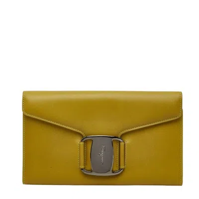 Pre-owned Ferragamo Salvatore  Green Leather Long Wallet (bi-fold) ()