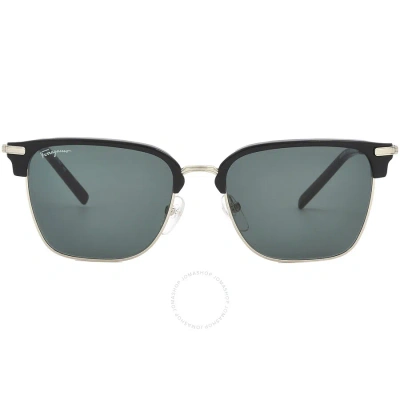Ferragamo Salvatore  Green Square Men's Sunglasses Sf227s 703 53 In Black / Gold / Green