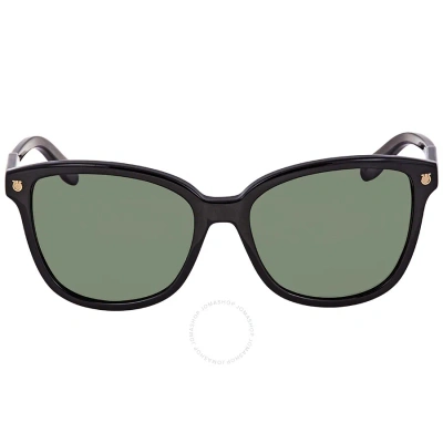 Ferragamo Salvatore  Green Square Unisex Sunglasses Sf815s 001 56 In Black / Green