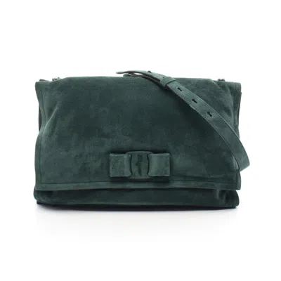 Pre-owned Ferragamo Salvatore  Green Suede Leather Shoulder Bag ()