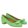 Ferragamo Green Vara Bow Pump Shoe In Green