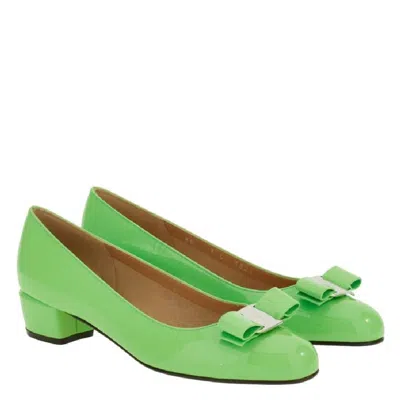 Ferragamo Salvatore  Green Vara Bow Pump Shoe