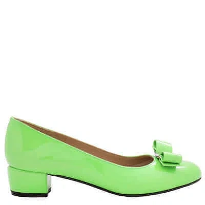 Pre-owned Ferragamo Salvatore  Green Vara Bow Pump Shoe