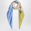 Ferragamo Salvatore  Green/blue Scarf With Madras Print In Multi