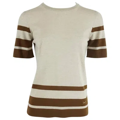 Pre-owned Ferragamo Salvatore  Grey And Brown Virgin Wool Top - M In Gray