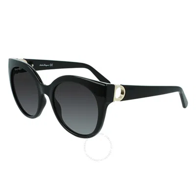 Ferragamo Salvatore  Grey Cat Eye Ladies Sunglasses Sf1031s 001 53 In Black / Grey
