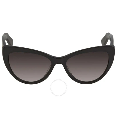 Ferragamo Salvatore  Grey Cat Eye Ladies Sunglasses Sf930s 001 56 In Black / Grey