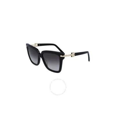 Ferragamo Gancini Square Sunglasses, 57mm In Black/black Gradient