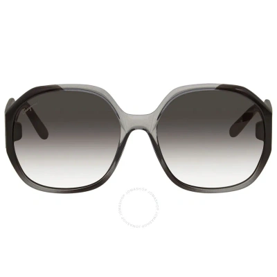 Ferragamo Salvatore  Grey Gradient Butterfly Sunglasses Sf943s 007 60 In Black / Grey
