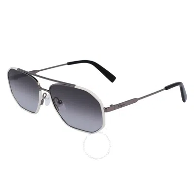 Ferragamo 60mm Navigator Sunglasses In Dark Ruthenium White