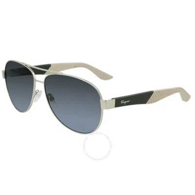 Ferragamo Salvatore  Grey Gradient Pilot Men's Sunglasses Sf275s 758 62 In Gray