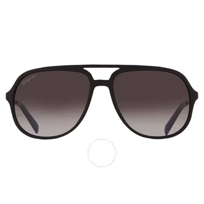Ferragamo Salvatore  Grey Gradient Pilot Men's Sunglasses Sf999s 002 60 In Black / Grey