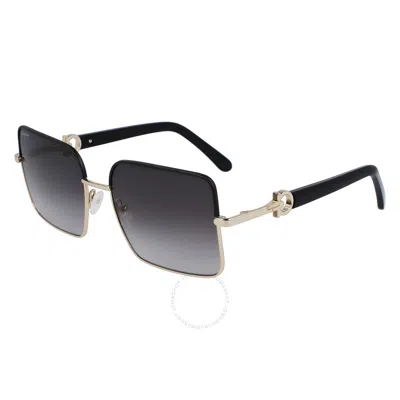 Ferragamo Gancio Square Mixed-media Sunglasses In Gold Black