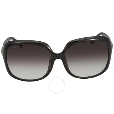 Ferragamo Salvatore  Grey Gradient Square Ladies Sunglasses Sf739sa 001 59 In Black / Grey