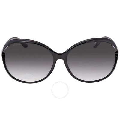 Ferragamo Salvatore  Grey Oval Ladies Sunglasses Sf770sa 001 61 In Black / Grey