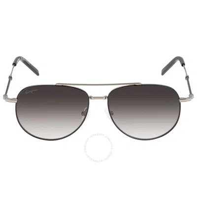 Ferragamo Salvatore  Grey Pilot Unisex Sunglasses Sf226s 086 58 In Gray