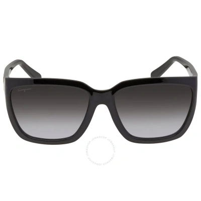 Ferragamo Grey Rectangular Ladies Sunglasses Sf1018s 001 59 In Black