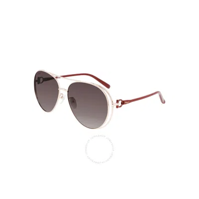 Ferragamo Salvatore  Grey Round Ladies Sunglasses Sf282sa 770 62 In Gray
