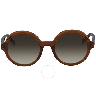 Ferragamo Salvatore  Grey Round Ladies Sunglasses Sf978s 210 52 In Brown / Grey