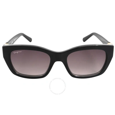 Ferragamo Salvatore  Grey Square Ladies Sunglasses Sf1012s 001 53 In Black / Grey