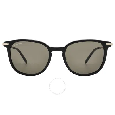 Ferragamo Salvatore  Grey Square Men's Sunglasses Sf1015s 001 52 In Black / Grey