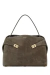 Ferragamo Salvatore  Grey Suede Large Hug Soft Shoulder Bag In Gray