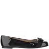 Ferragamo Glossy Leather Ballerinas With Bow Accent In Black