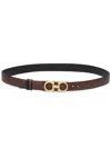 Ferragamo Double Gancini Buckle Belt In Brown