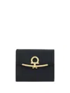 Ferragamo Salvatore  Hammered Leather Gold Gancini Compact Wallet Accessories