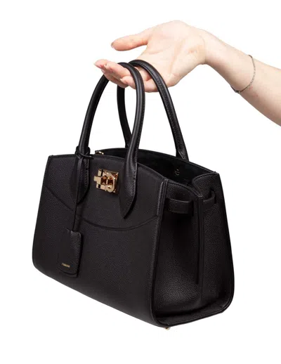 Ferragamo Salvatore  Hammered Leather Handbag In Black