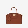 Ferragamo Medium Studio North-west Leather Top Handle Bag In Brown