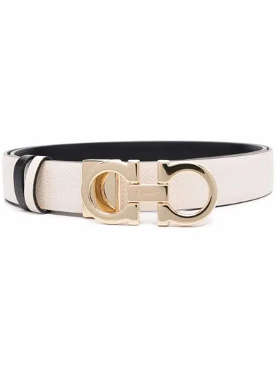 Ferragamo Reversible Gancini Belt Textured Leather In Pink