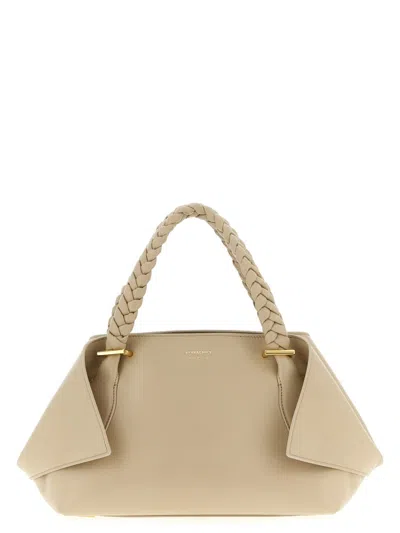 Ferragamo Medium Calf Leather Shoulder Bag With Braided Handles And Zip Closure In Neutral