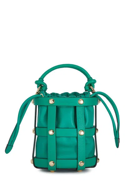 Ferragamo Leather Bucket Bag In Grün
