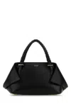 Ferragamo Structured Handbag With Braided Handle And Folded Accents In Black