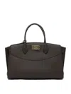 Ferragamo Structured Brown Calf Goat Leather Handbag In Brown