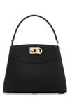 Ferragamo Leather Top Handle Shoulder Bag In Black
