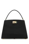 Ferragamo Leather Top Handle Shoulder Bag In Black