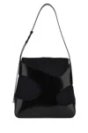 Ferragamo Black Leather And Canvas Cut Out Shoulder Bag In Black