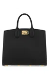 Ferragamo Black Leather The Studio Handbag In Black