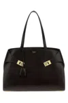 Ferragamo Dark Brown Hug Shopping Bag In Black