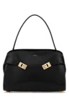 Ferragamo Medium Structured Leather Shoulder Bag In Black