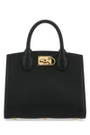 Ferragamo Studio Box Leather Shoulder Bag In Black