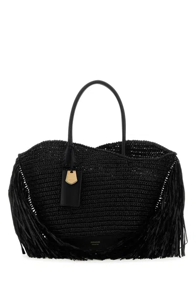 Ferragamo Salvatore  Fringed Tote Bag In Black