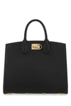 Ferragamo Black Leather The Studio Handbag In Black