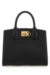 Ferragamo Studio Box Leather Shoulder Bag In Black