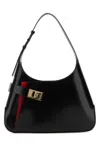 Ferragamo Extra Large Hobo Shoulder Bag In Blackflamered
