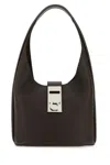 Ferragamo Medium Structured Hobo Handbag With Top Handle In Black