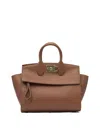 Ferragamo Tote Bag With Top Handle And Strap In Brown